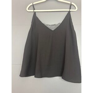 Free People‎ Intimately Black Lace Trim V Neck Flowy Tank Top Camisole